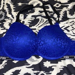 Blue pushup bra